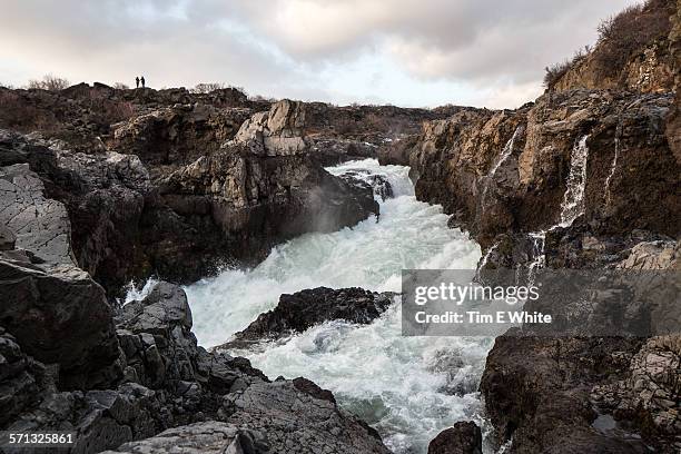 hraunfossar waterfall, husafell, iceland - hraunfossar stock pictures, royalty-free photos & images