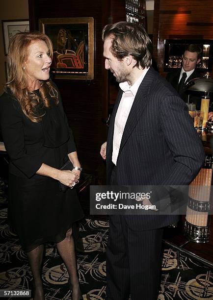 Sarah Ferguson, Duchess of York and actor Ralph Fiennes attend the after show party following the UK Premiere of 'The White Countess', at China Tang...