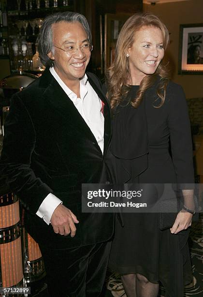 David Tang and Sarah Ferguson, Duchess of York attend the after show party following the UK Premiere of 'The White Countess', at China Tang on March...