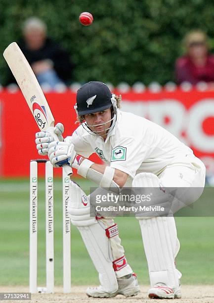 Hamish Marshall of the New Zealand BlackCaps ducks a bouncer from bowler Daren Powell of the West Indies during day four of the second test match...