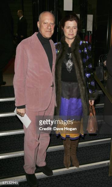 Architect Lord Norman Foster and his wife Elena Ochoa arrive at the UK Premiere of 'The White Countess' at the Curzon Mayfair on March 19, 2006 in...