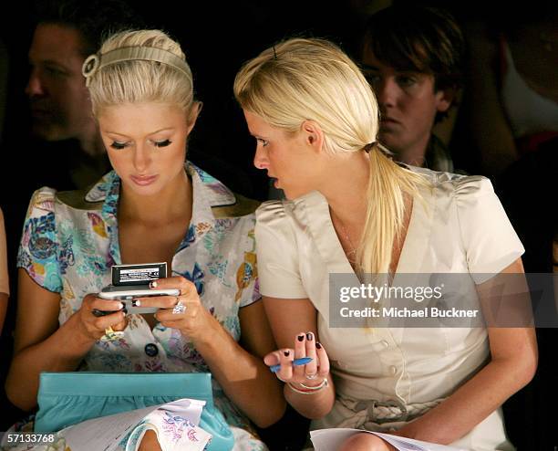 Socialites Paris Hilton and sister Nicky Hilton in the front row at the Louis Verdad Fall 2006 show during Mercedes-Benz Fashion Week at Smashbox...