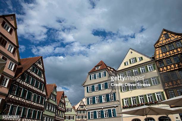 half-timbered apartments, am markt - tübingen stock pictures, royalty-free photos & images