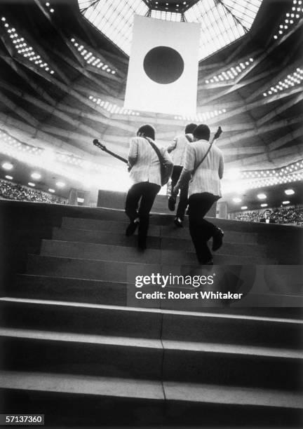 An MC announces the arrival of the Beatles for a matinee concert at the Nippon Budokan during the band's Asian tour, 2nd July 1966.