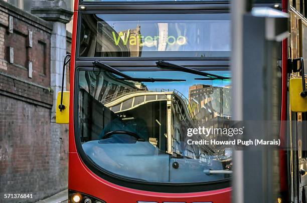 double decker reflections - bus driver stock pictures, royalty-free photos & images