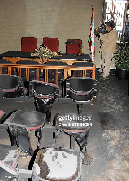 Cameraman records inside the court house of the northern Spanish Basque village of Oyarzun, 20 March 2006, attacked by three unidentified people who...