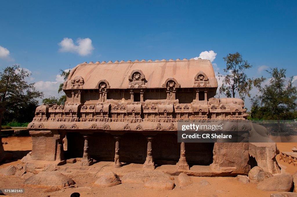 The Panch Rathas temple, Mamallapuram, India