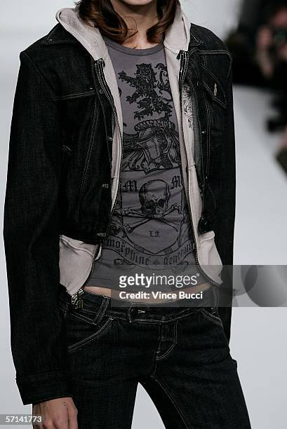 Model walks the runway at the Morphine Generation Fall 2006 show during Mercedes-Benz Fashion Week at Smashbox Studios on March 20, 2006 in Culver...