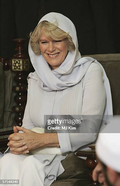Camilla, Duchess of Cornwall visits a mosque on the second day of their 12 day official tour visiting Egypt, Saudia Arabia and India, on March 21,...