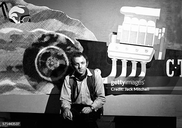 British pop artist and sculptor Gerald Laing in his studio on October 30, 1968.