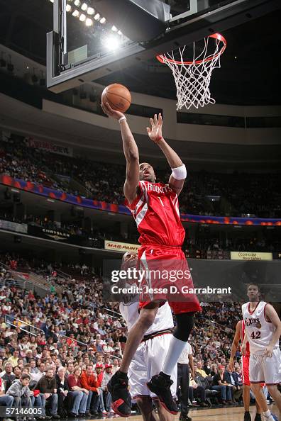 T Mac Rockets Tracy McGrady of the Houston Rockets shoots against the Philadelphia ...