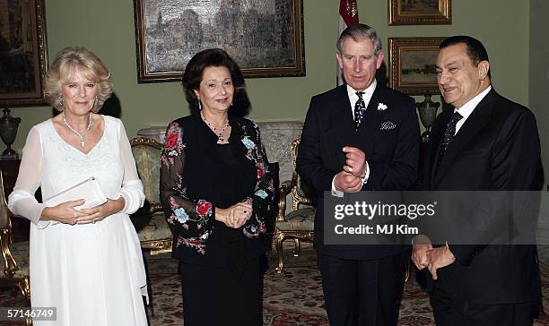 Camilla, Duchess of Cornwall and Prince Charles, Prince of Wales attend presidential dinner with president of Egypt Hosni Mubarak and his wife...