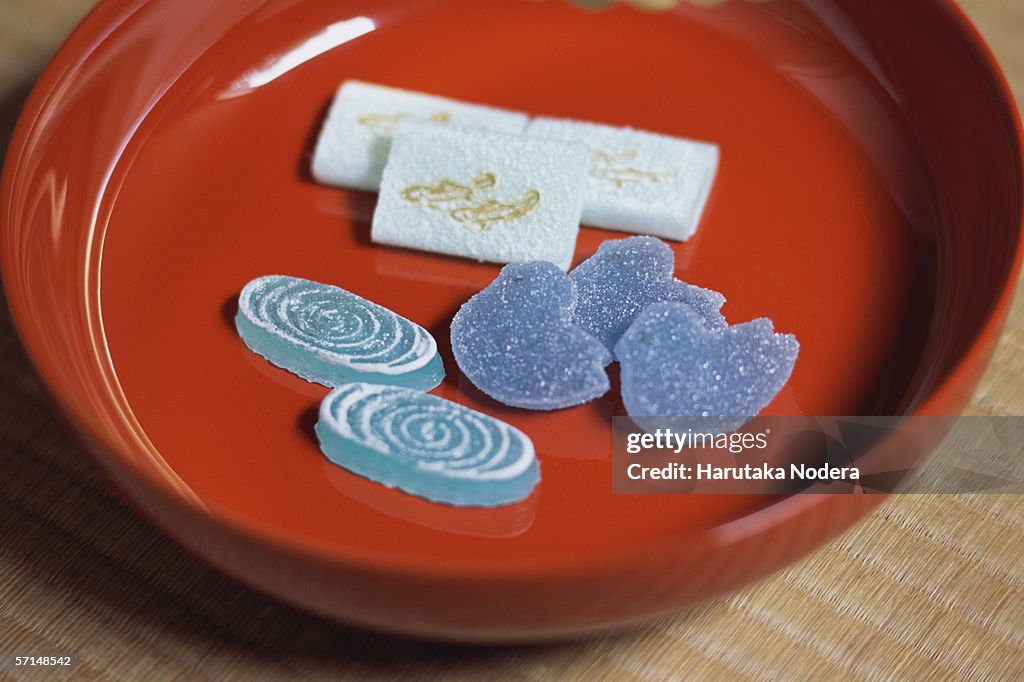 Japanese sweets on a plate