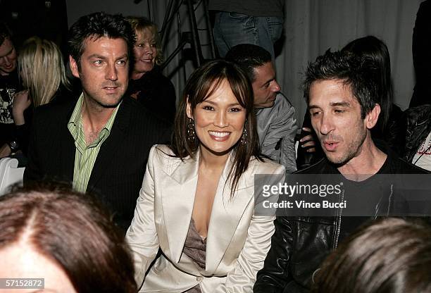 Simon Wakelin, actress Tia Carrere and Smashbox's Davis Factor in the front row at the Yanuk Fall 2006 show during the Mercedes Benz Fashion Week at...