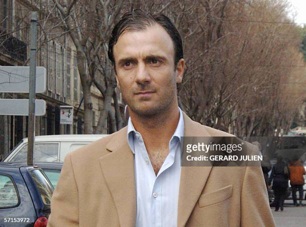 French former football player forward Christophe Dugarry, leaves the court house of Marseille, 22 March 2006. Dugarry was due to appear in court...