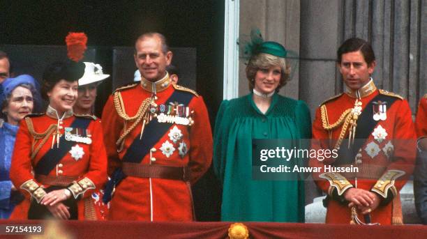 Queen Elizabeth II, Princess Alexandra, the Honourable Lady Ogilvy, Prince Philip, Duke of Edinburgh, Diana, Princess of Wales pregnant with Prince...