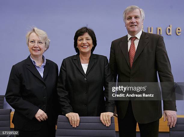 German Minister of Education Annette Schavan, German Health Minister Ulla Schmidt and German Minister of Agriculture and Consumer Protection Horst...