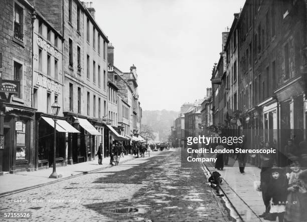 View of the High Street, Perth, Scotland, circa 1890.