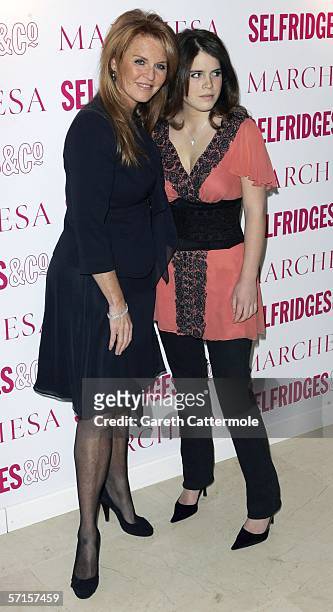 Sarah Ferguson, Duchess of York and her daughter Princess Eugenie attend the VIP launch party for British couture label Marchesa?s Spring/Summer 2006...