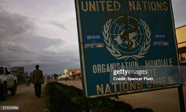 Sign for the United Nations is seen March 22, 2006 in Bunia, Congo. Over 17,000 U.N. Peace keepers are currently in the D.R. Congo, comprising the...