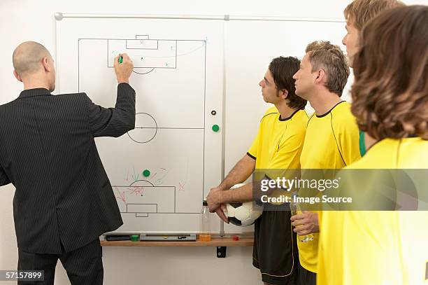 coach drawing on whiteboard - coach locker room stock pictures, royalty-free photos & images