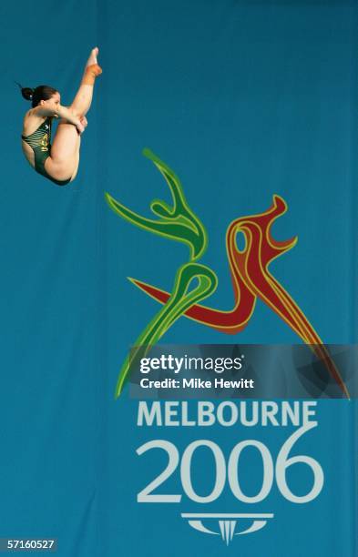 Loudy Tourky of Australia competes in the Women's 10m Platform preliminary round during the diving at the Melbourne Sports & Aquatic Centre during...