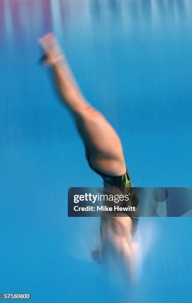 Loudy Tourky of Australia competes in the Women's 10m Platform preliminary round during the diving at the Melbourne Sports & Aquatic Centre during...
