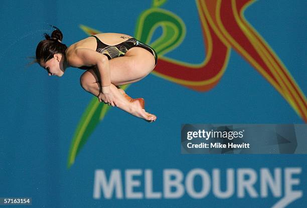 Loudy Tourky of Australia competes in the Women's 10m Platform Final during the diving at the Melbourne Sports & Aquatic Centre during day eight of...