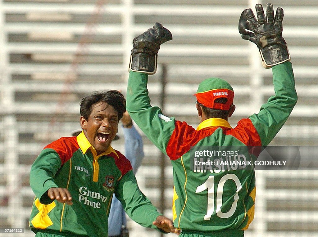 Bangladesh Mohammad Rafiq Bangladeshi cricketer Mohammad Rafique celebrates with teammate... News ...