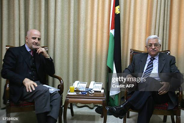 Palestinian leader Mahmud Abbas meets with United Nation's Middle East envoy Alvaro de Soto, 22 February 2006, in the Gaza City. The Fatah party has...