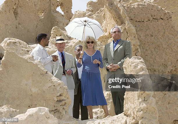 Camilla, Duchess of Cornwall and Prince Charles, Prince of Wales visit an oasis town on the fourth day of their 12 day official tour visiting Egypt,...