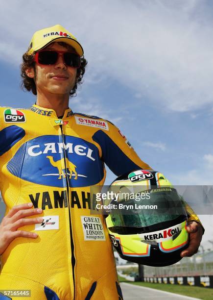 Valentino Rossi of Italy and Yamaha poses for photographers during preparations for the 2006 Spanish MotoGP at the Circuito de Jerez, on March 23,...