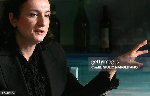 Italian transsexual candidate Wladimiro Guadagno, alias Vladimir Luxuria gives an interview in Rome, 23 March 2006. Luxuria is a candidate for the...