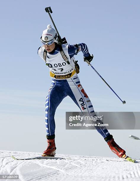 Michaele Ponza of Italy in action during the IBU Biathlon World Cup Women's 7,5km Sprint on March 23, 2006 in Holmenkollen, Norway.