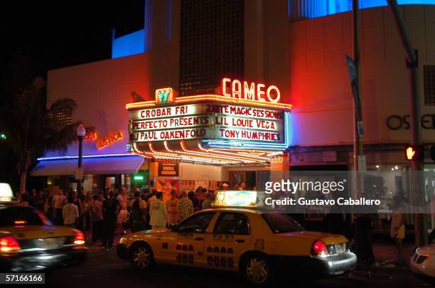 People gather around outside the Crobar to listen to Little Louie Vega spin on March 23, 2006 in Miami Beach, Florida.