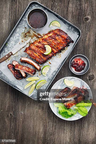 barbecue pork ribs - smoked bbq ribs stock pictures, royalty-free photos & images
