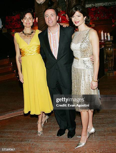 Actresses Minnie Driver and Jill Hennessy pose with Escada USA president Lawrence De Paris at the Escada Fall/Winter 2006 Collection celebration...