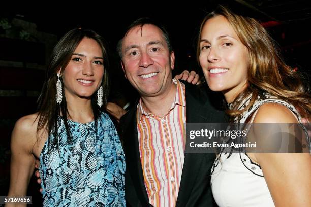 Socialites Zani Gugelmann and Cristina Cuomo pose with Escada USA president Lawrence De Paris at the Escada Fall/Winter 2006 Collection celebration...