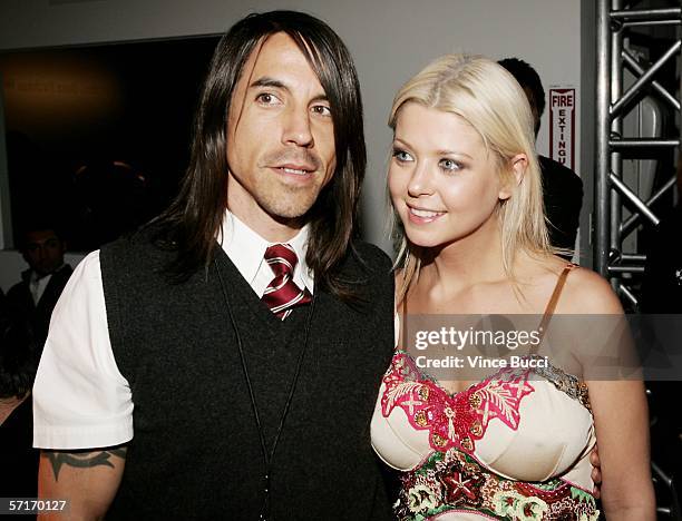 Musician Anthony Kiedis and actress Tara Reid in the front row at the Meghan Fall 2006 show during the Mercedes Benz Fashion Week at Smashbox Studios...