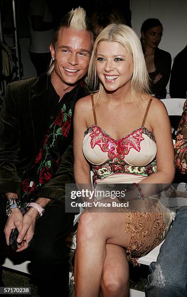 Actress Tara Reid in the front row at the Meghan Fall 2006 show during the Mercedes Benz Fashion Week at Smashbox Studios on March 23, 2006 in Culver...