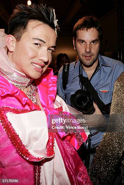 Designer Bobby Trendy in the front row at the Meghan Fall 2006 show during the Mercedes Benz Fashion Week at Smashbox Studios on March 23, 2006 in...