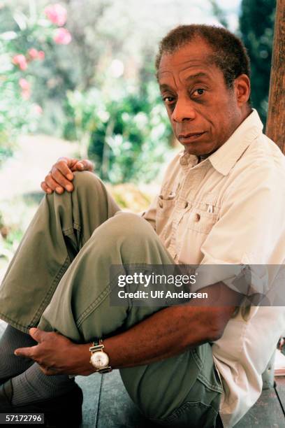 James Baldwin poses while at home in Saint Paul de Vence, South of France during September of 1985.