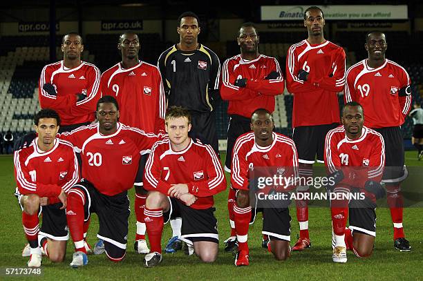 London, UNITED KINGDOM: The Trinidad & Tobago national football team. Avery John, Aurtis Whitley, Shaka Hislop, Marvin Andrews, Dennis Lawrence,...