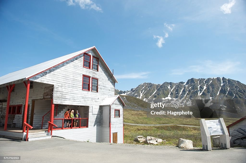 Tourists exploring, Independence Mine State Historical Park, Hatcher Pass, Matanuska Valley, Palmer, Alaska, USA