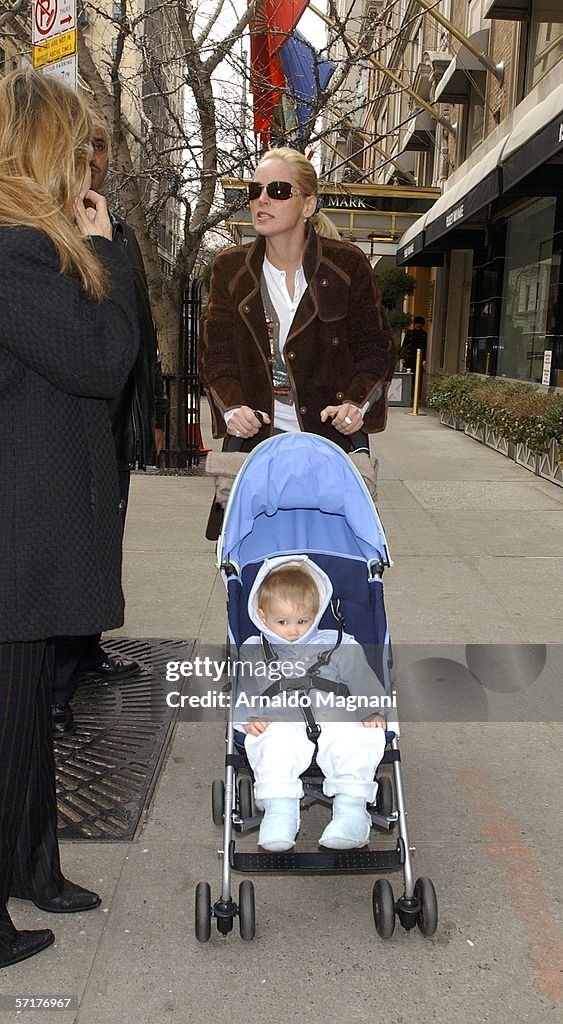 Sharon Stone On Madison Ave With Baby Boy