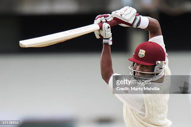 Brian Lara of the West Indies in action during day one of the third test match between New Zealand and the West Indies at McLean Park March 25, 2006...