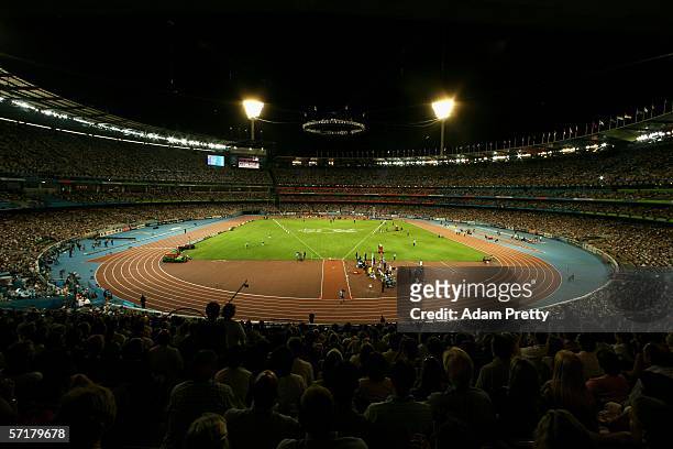 General view taken at the athletics during day ten of the Melbourne 2006 Commonwealth Games at the Melbourne Cricket Ground on March 25, 2006 in...