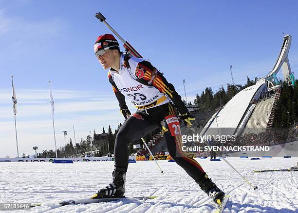 German biathlon legend Uschi Disl, who is ending her carrer this weekend, skies on her way to a 45th place in the season's last 10 km pursuit in the...