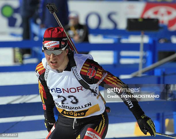 German biathlon legend Uschi Disl, who is ending her carrer this weekend, skies on her way to a 45th place in the season's last 10 km pursuit in the...