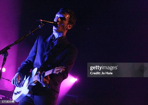 Sam Preston of Brighton indie-pop quartet The Ordinary Boys performs on stage at the London stop of their UK tour, at Carling Academy Brixton on...